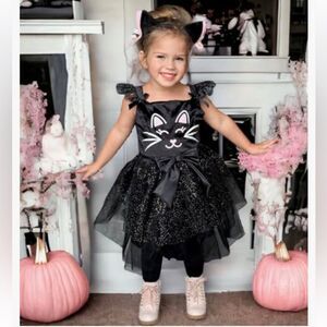 Amazon Black Cat Costume with Pink Details Size 12